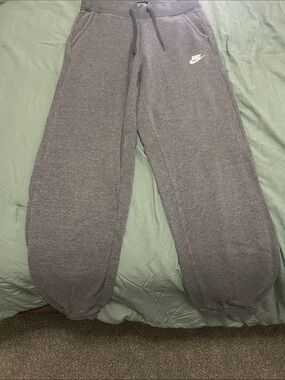 Nike Gray Heather Jogger Pants with White Swoosh